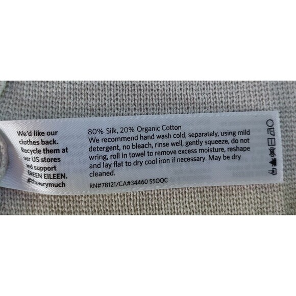 Eileen Fisher Silk Cotton Cardigan Sweater Size Medium Open Front 3/4 Sleeve - Picture 9 of 12